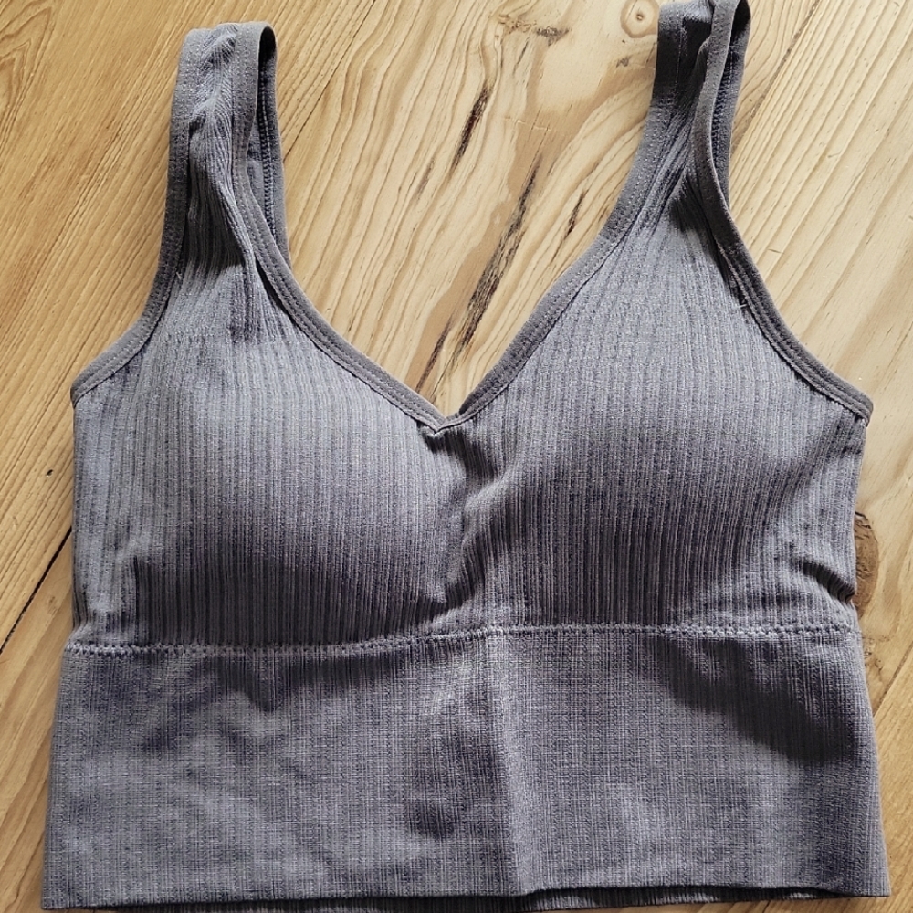 Gray Ribbed Women's Bralette